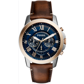 Watch strap Fossil FS5150 Leather Brown 22mm